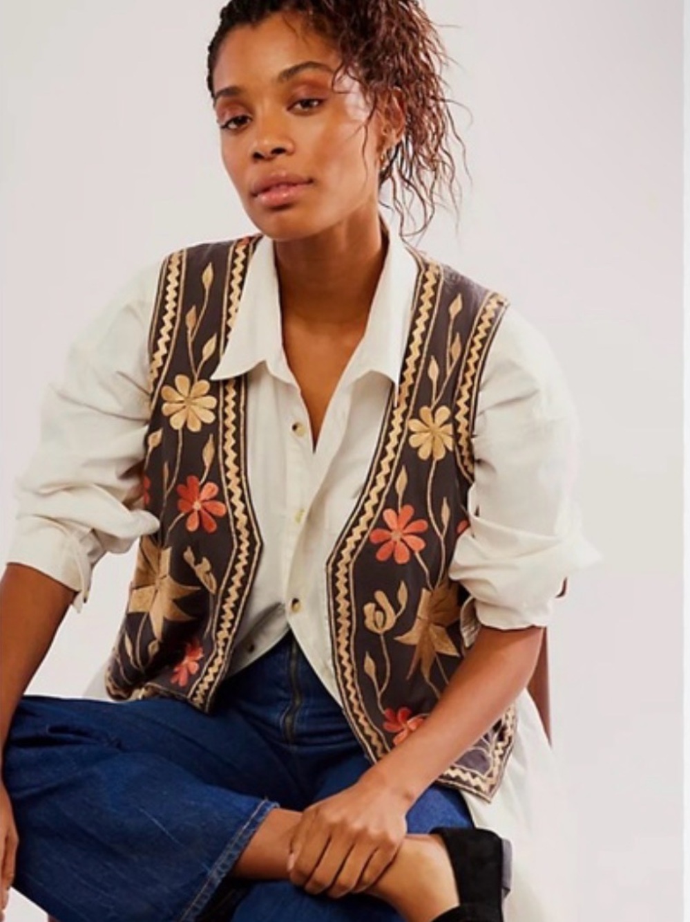 Free People Remy Embroidered Vest - Picture 2 of 9